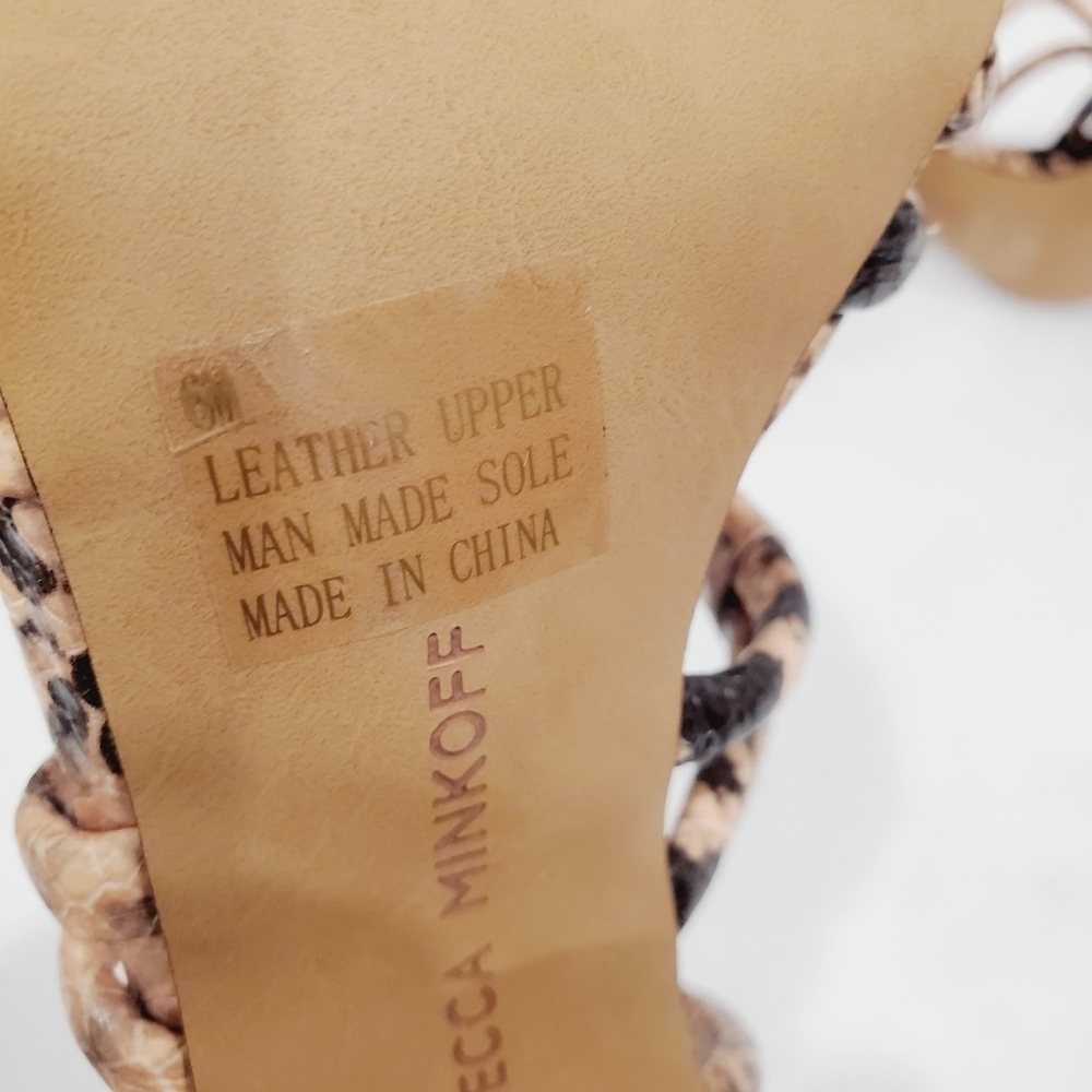 NEW Rebecca Minkoff Apolline Snakeskin Leather Strappy Sandals Rosewood - Picture 5 of 5